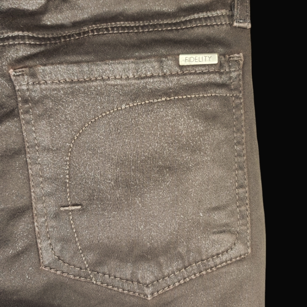 FIDELITY Brown Leatherteen Skinny Jeans- 27 - Picture 5 of 7